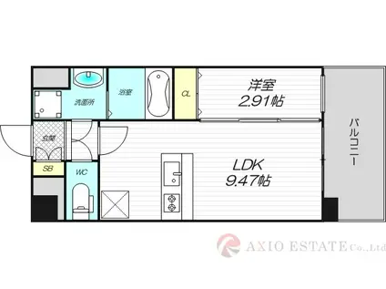 ALIVIS SHIMO-SHINJO SOL TERRACE(1LDK/6階)の間取り写真