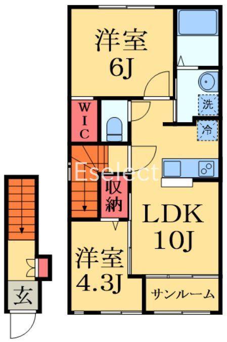 ソレイユ メイ(2LDK/2階)の間取り写真