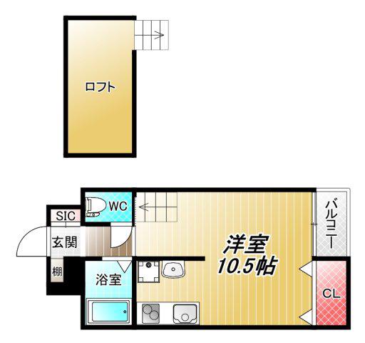 グランデコ(ワンルーム/3階)の間取り写真