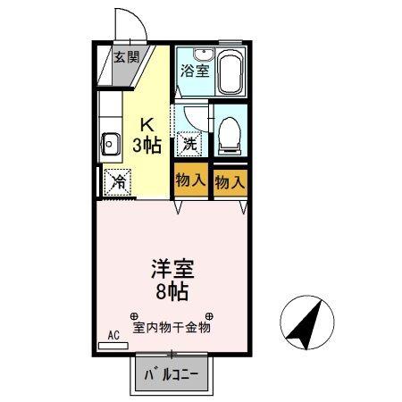 エクセルタムラA(1K/2階)の間取り写真
