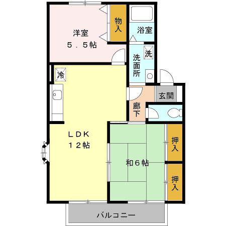 メゾンボナールE・F(2LDK/2階)の間取り写真