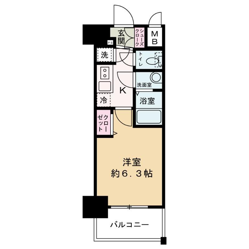 エスリード京橋グランツ(1K/6階)の間取り写真