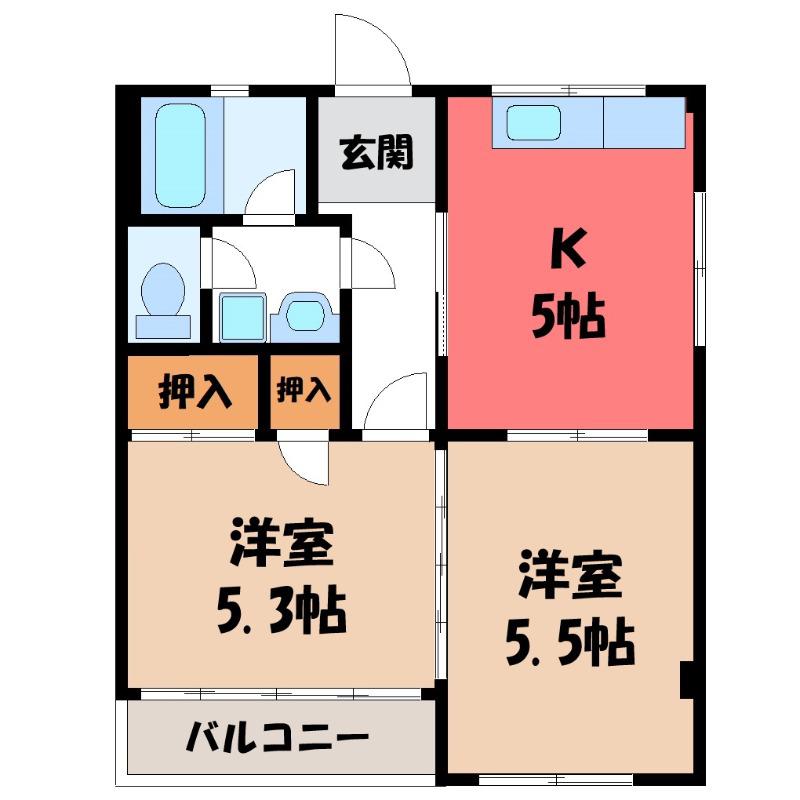 昭和マンション(2K/3階)の間取り写真