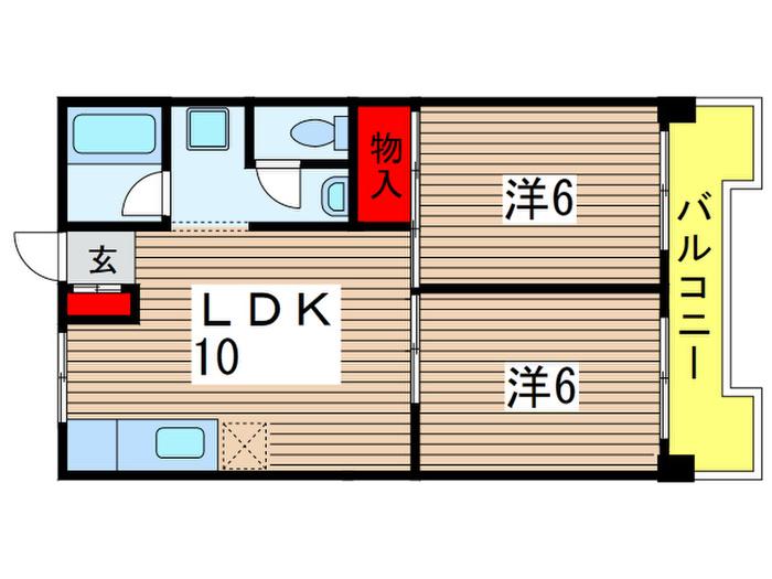 城山コーポ(2LDK/3階)の間取り写真