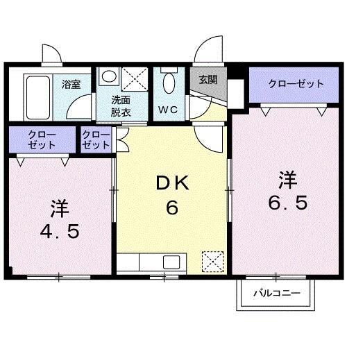 タートルビレッジIII(2DK/2階)の間取り写真