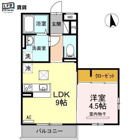 アプリコット藤光(1LDK/1階)の間取り写真