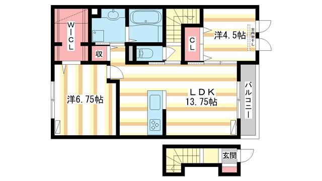 メゾン ド シュシュ(2LDK/2階)の間取り写真