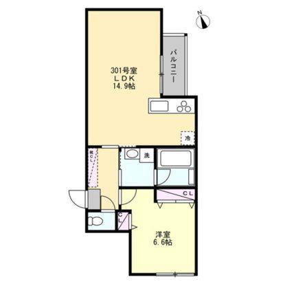 ベイルーム藤沢長後(1LDK/3階)の間取り写真