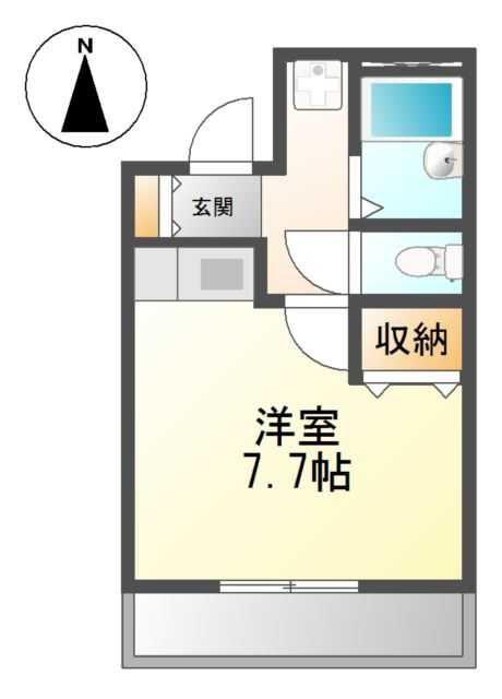 アーバンハイツ城北(ワンルーム/2階)の間取り写真