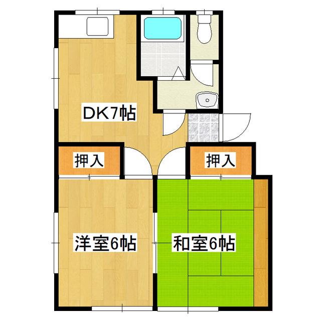 ホルン宮本(2DK/1階)の間取り写真