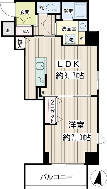 PEARLCOURTTSURUMI(1LDK/6階)の間取り写真