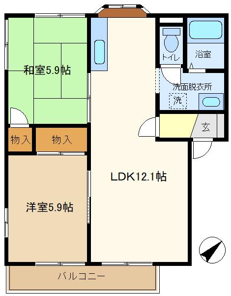 メゾンヨシコーB(2LDK/2階)の間取り写真