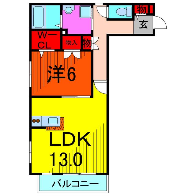 カーサ リラッサンテ(1LDK/2階)の間取り写真