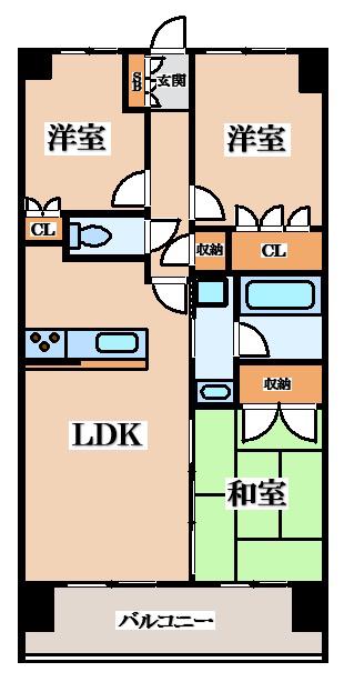 セントシティ東大阪(3LDK/6階)の間取り写真
