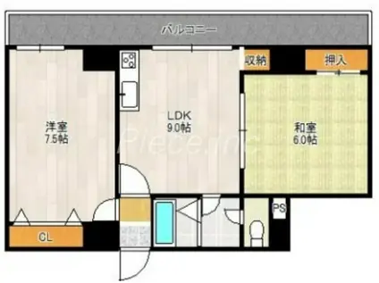 レクシア木川西(2LDK/3階)の間取り写真