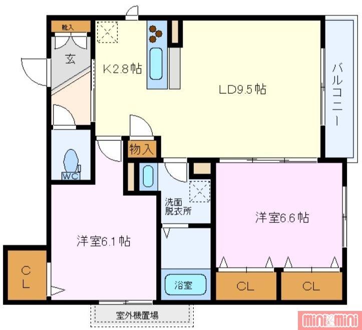シャーメゾンコスモス(2LDK/3階)の間取り写真