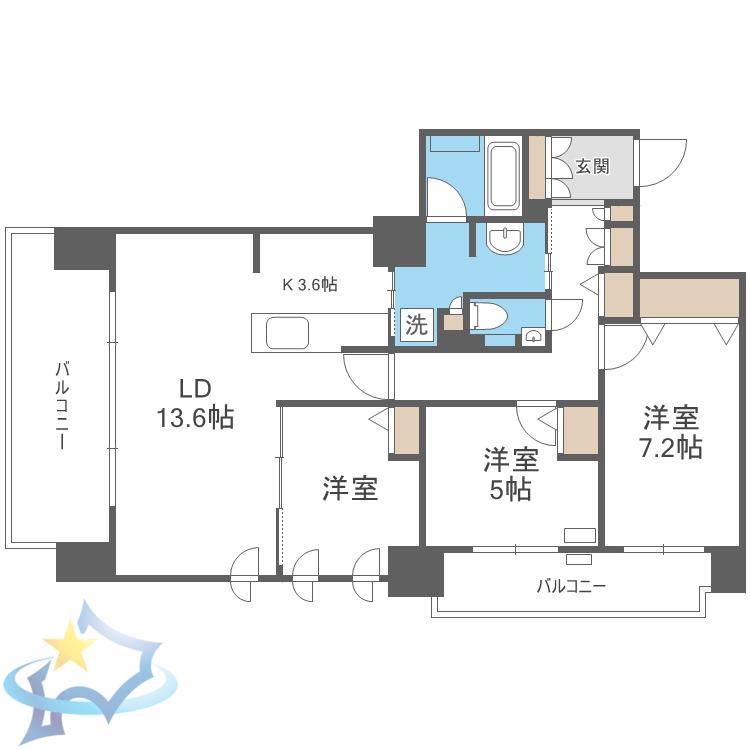 プレミスト円山表参道(3LDK/11階)の間取り写真