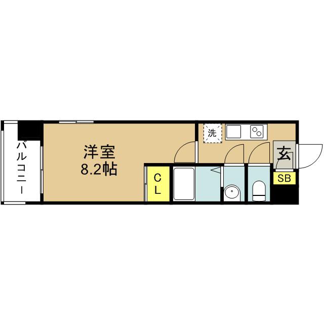 60 V-TOWER天神(1K/8階)の間取り写真
