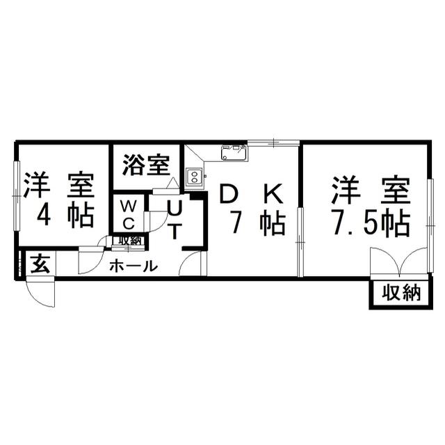 サンハイツ若草(2DK/3階)の間取り写真