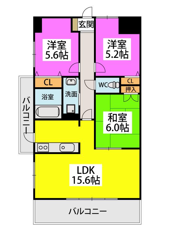 ルネックスII(3LDK/4階)の間取り写真