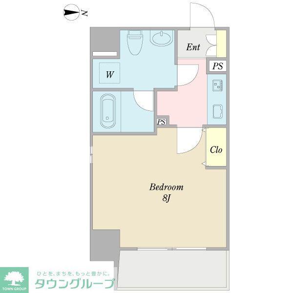 アクアヒルズ(1K/8階)の間取り写真