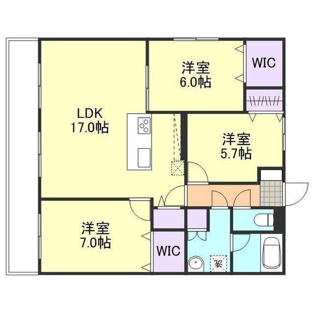 ウエストパーク(3LDK/3階)の間取り写真