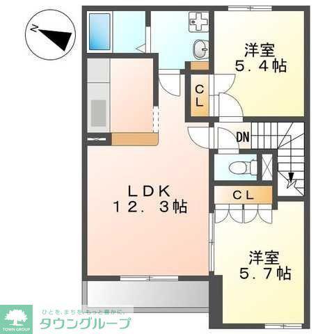 ウエストHILLS(1LDK/1階)の間取り写真