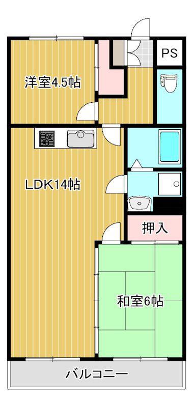 グランドパレス東雲(2LDK/2階)の間取り写真