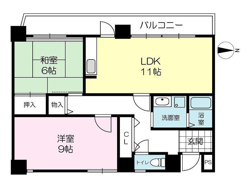 メロディーハイム枚方朝日丘(2LDK/3階)の間取り写真