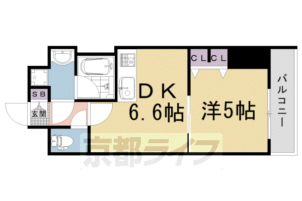 ベラジオ京都西院ウエストシティIII(1DK/2階)の間取り写真