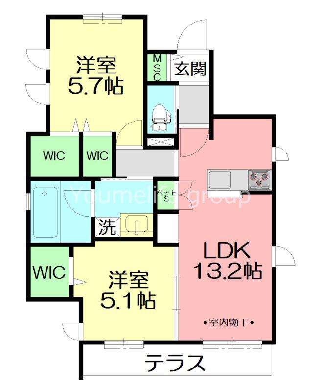 LITEN HUS(2LDK/1階)の間取り写真