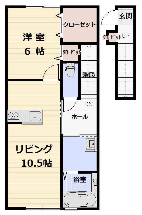 クオンタム桜川(1LDK/2階)の間取り写真