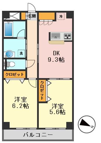 プラン・デスポワール(2DK/5階)の間取り写真