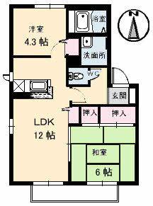 リベラ太田B(2LDK/2階)の間取り写真