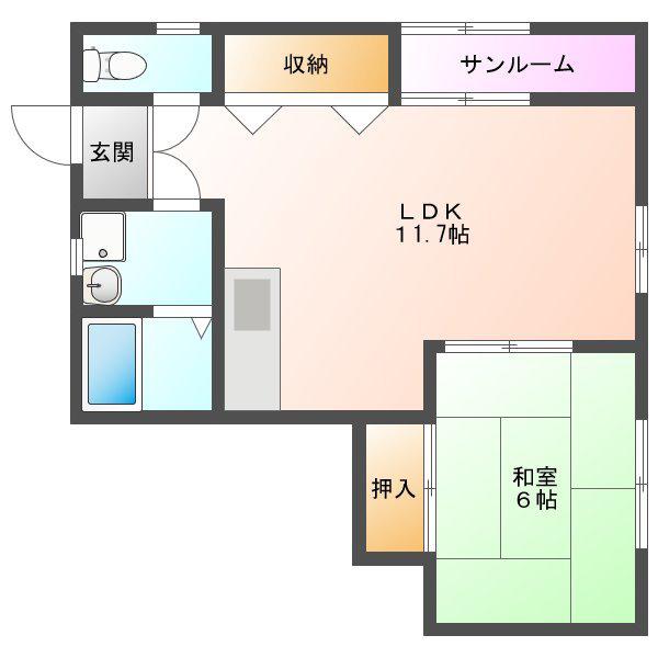 コーポライラック(1LDK/2階)の間取り写真