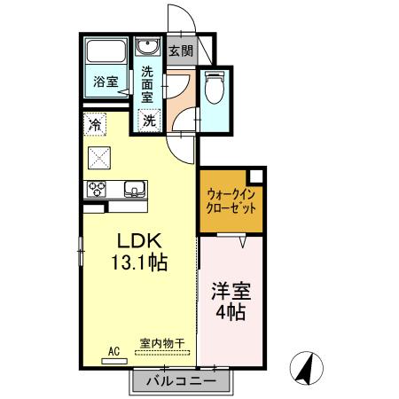 ミルキークォーツ(1LDK/1階)の間取り写真