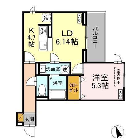 前原東2丁目PJ(1LDK/3階)の間取り写真