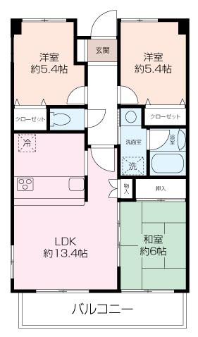 SALLE DE VERDURE(3LDK/3階)の間取り写真
