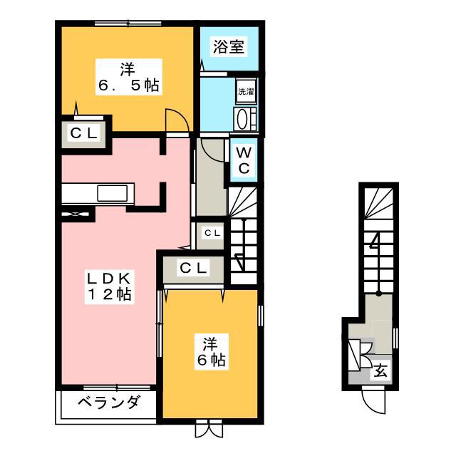 メゾンアンジュ琴塚 B(2LDK/2階)の間取り写真