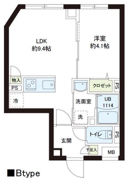レピュア小石川レジデンス(1LDK/4階)の間取り写真