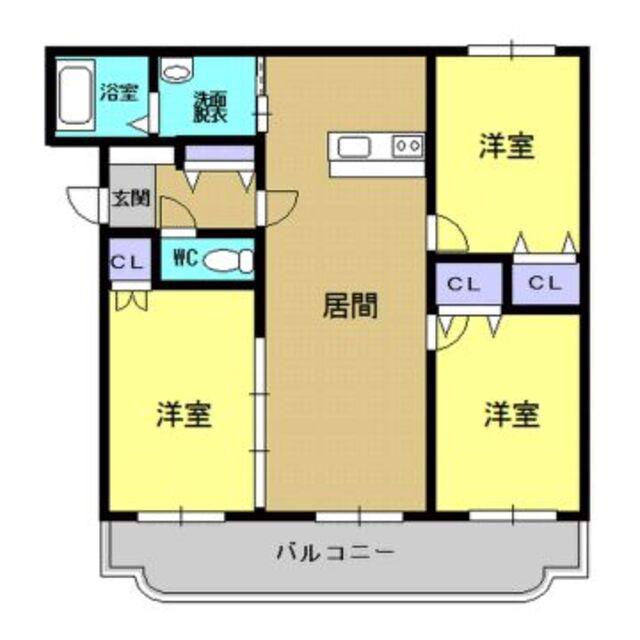 グランソレイユ本町(3LDK/1階)の間取り写真