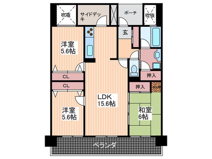 トレゾァ西原(3LDK/5階)の間取り写真