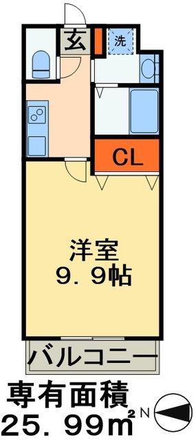 金太郎ヒルズ18(1K/4階)の間取り写真