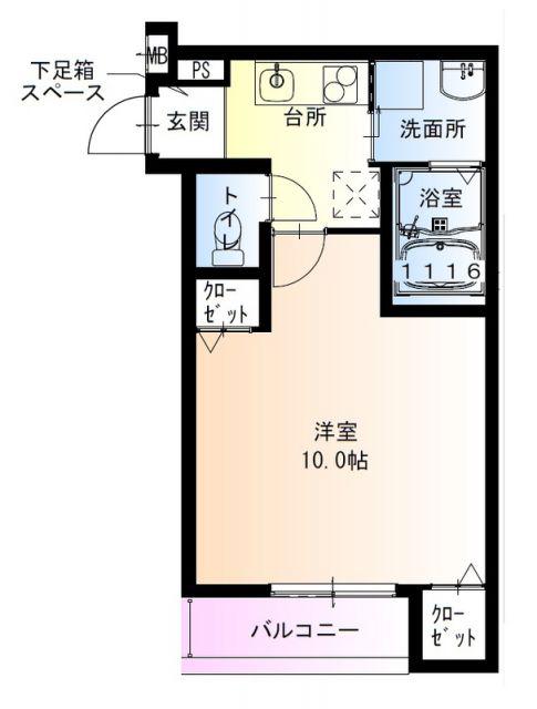 フジパレスJR長瀬(1K/1階)の間取り写真