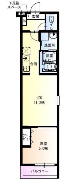 フジパレス鳳駅西V番館(1LDK/1階)の間取り写真