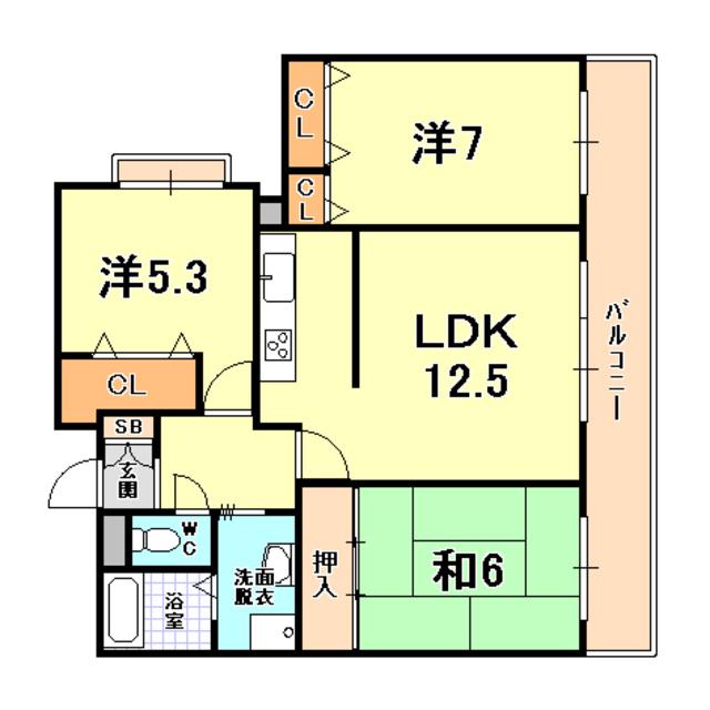 シティ南落合(3LDK/4階)の間取り写真