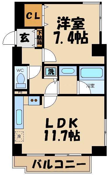 THE RESIDENCE狛江(1LDK/3階)の間取り写真