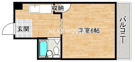 西田ハイツ天王寺(1K/1階)の間取り写真