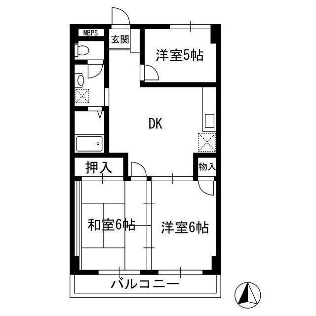 経堂サンハイツ(3DK/2階)の間取り写真