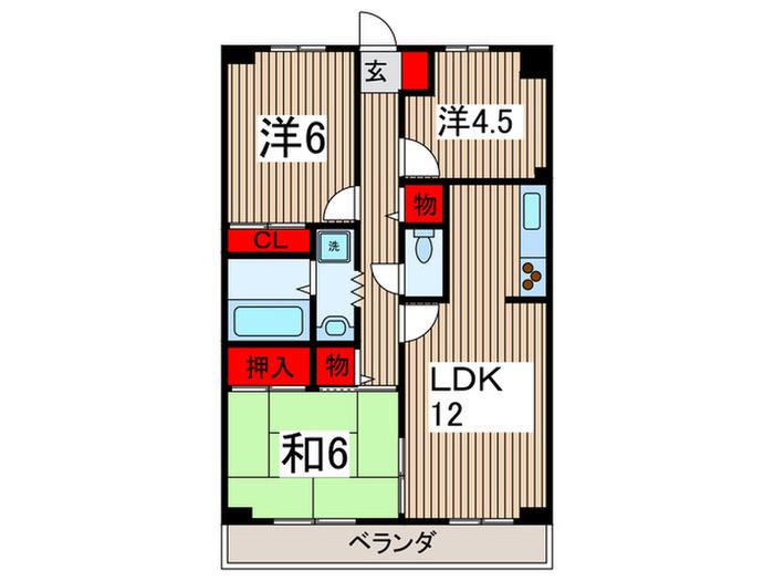 ユーネット所沢(3LDK/2階)の間取り写真